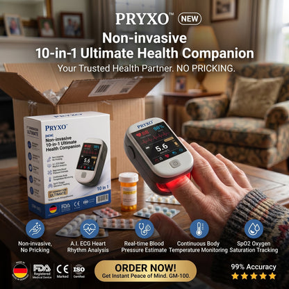 German Quality Certified ✅2026 Pryxo™ second generation 10-in-1 smart blood medical instrument / 10 health reports - No-Prick